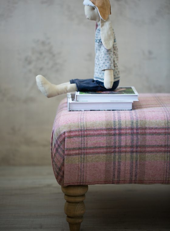 Pink Wool Footstool